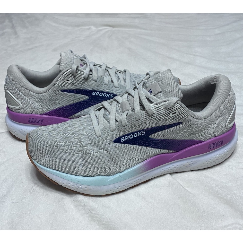 Brooks Ghost 16 Womens Size 8 Gray Purple Running Shoes Sneakers 1204071B175